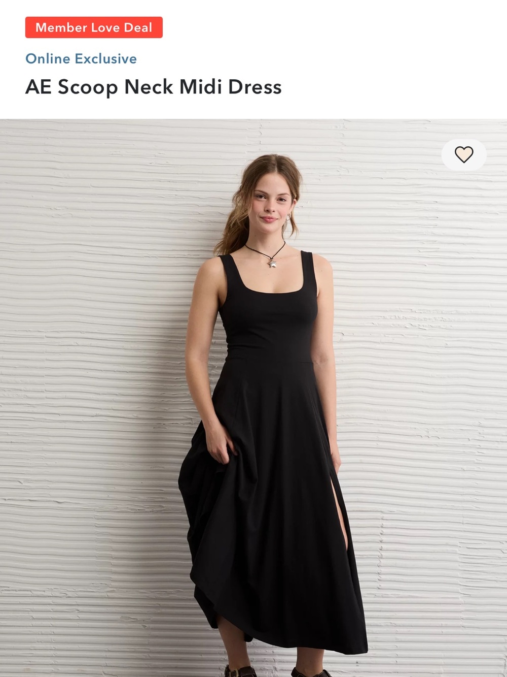 American Eagle Outfitters Black Scoop Neck Midi Dress